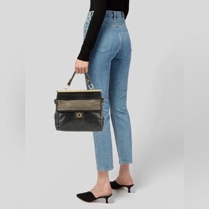 Badgley Mischka Black Satchel with Gold Accent